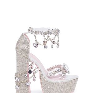 Sugar Thrillz HOLY REVELATION PLATFORM HEELS - BLING